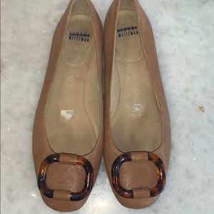 Stuart Weitzman buckle ballets flats nude Sz 7 1/2